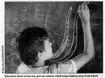 Education about worms may prevent sickness which keeps children away from school.