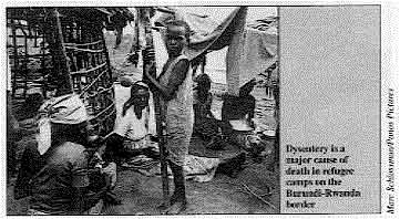 Dysentery is a major cause of death in refugee camps on the Burundi-Rwanda border 