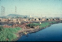 Slums - long shot -Water in foreground - A Kind of Living - slide 15