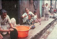 Women and children near drain - A Kind of Living - slide 42