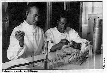 Laboratory workers in Ethiopia